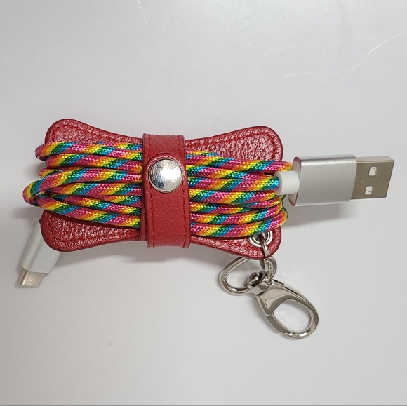 Levenger Red Leather Pocquettes Cable/Cord Clip-on Holder - Picture 14 of 14